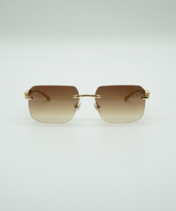 Occhiali da sole rimless quadrati marrone sfumato