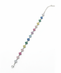 Bracciale Fiori Arcobaleno in Cristalli Multicolor